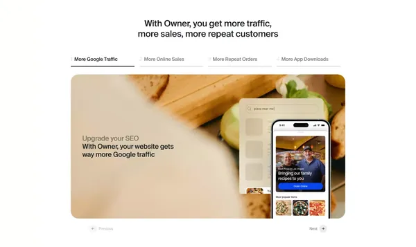 Online Ordering and Restaurant Marketing System | Owner.com - Landing design inspiration