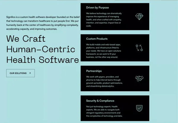 Significo: Revolutionizing Healthcare with Human-Centric Software - Landing design inspiration