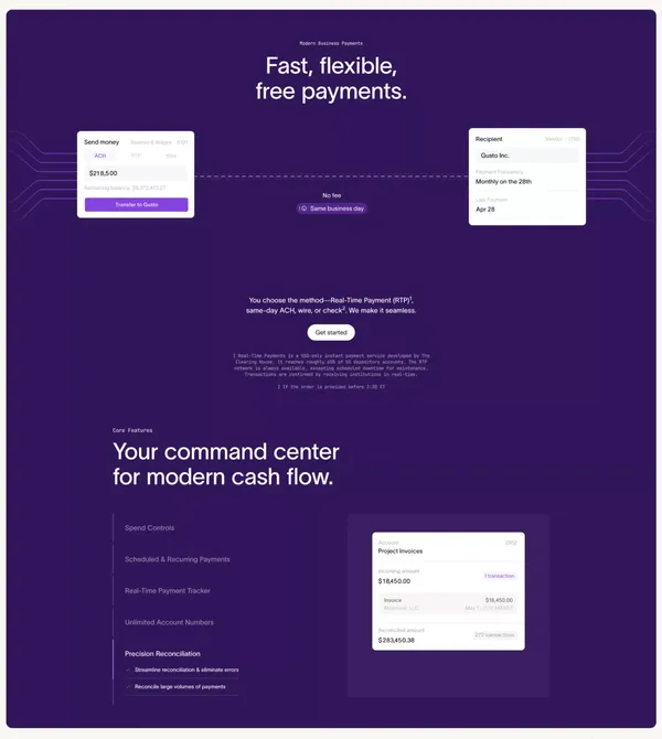Crescent: High interest business banking with maximum protection - Landing design inspiration