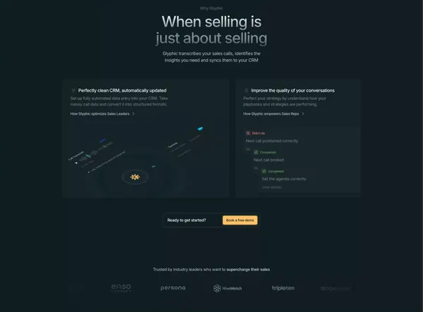 Glyphic | AI Copilot for Sales Teams - Landing design inspiration