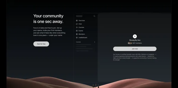 Fora - The community platform for creators - Landing design inspiration