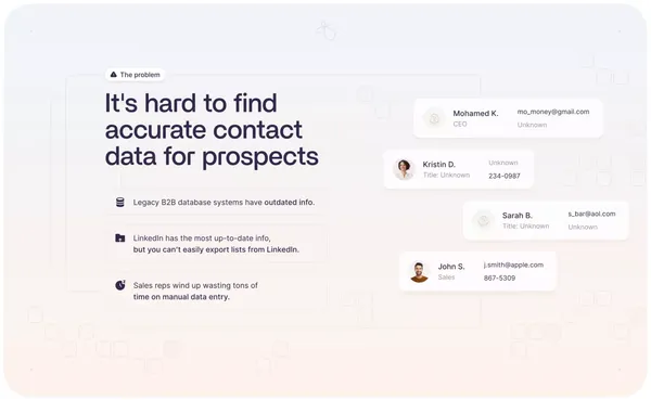 Email Finder for LinkedIn - B2B Database - Wiza - Landing design inspiration