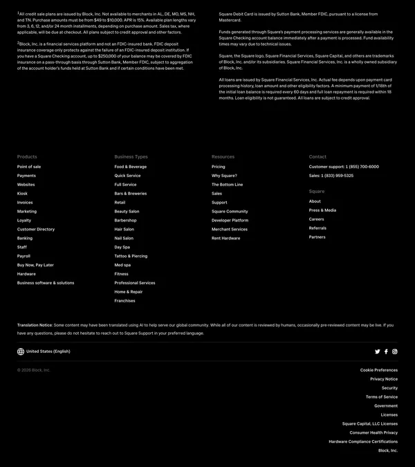 Power your entire business | Square - Landing design inspiration