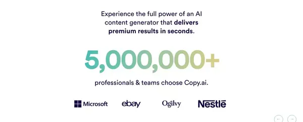 Copy.ai: Write better marketing copy and content with AI - Landing design inspiration