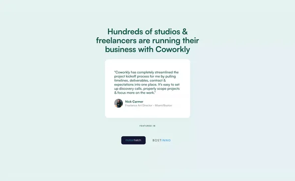 Coworkly :: The Storefront for Commercial Creatives 🏕 - Landing design inspiration