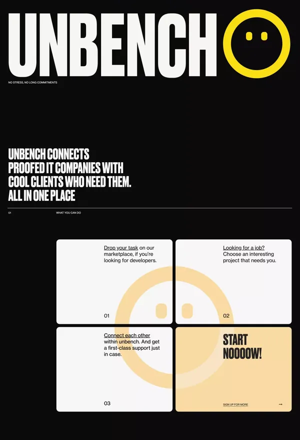 Unbench - Landing design inspiration