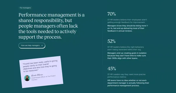 Frankli - Performance Management Software for Continuous Feedback - Landing design inspiration