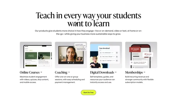 Teachable — Build & Sell Courses, Coaching,  Memberships & More - Landing design inspiration