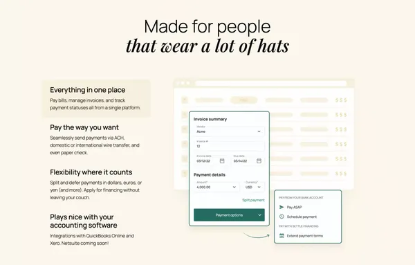 Tame your cash flow workflow - Landing design inspiration