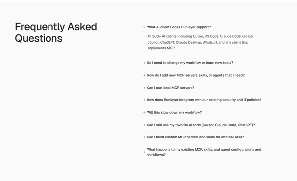 Enterprise MCPs, Skills, & Agents | Runlayer - Landing design inspiration