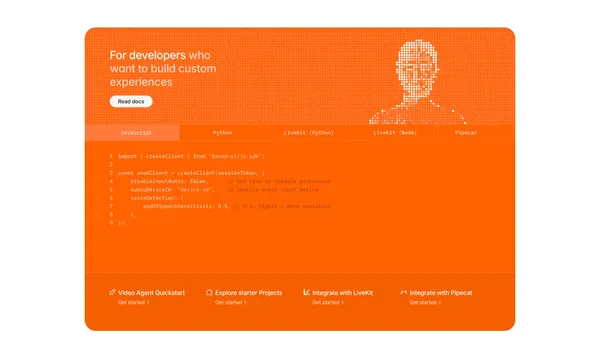 Anam - Real-Time Interactive AI Avatars API - Landing design inspiration