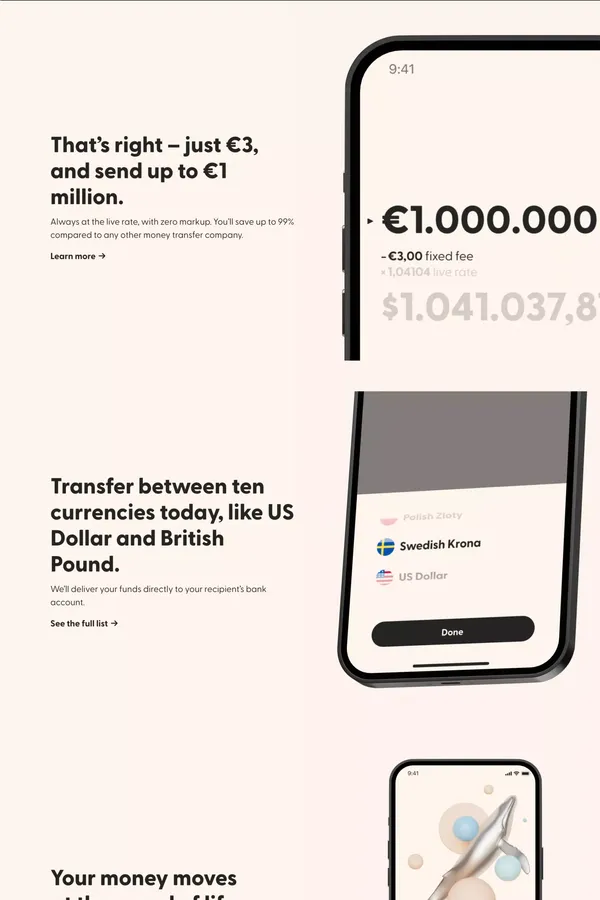 Sending money abroad, finally done right. | Atlantic Money - Ecommerce design inspiration