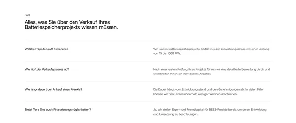 Terra One – Innovative Batteriespeicherlösungen für eine nachhaltige Zukunft - Landing design inspiration