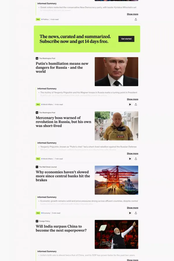 Today's topics · informed - Landing design inspiration