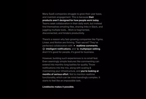 Liveblocks | Unlock collaboration in your product - Landing design inspiration