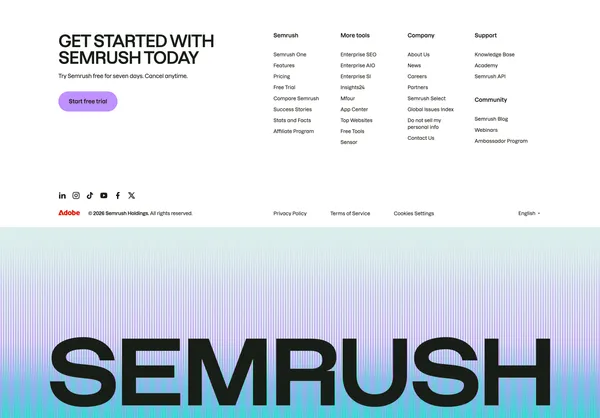 Semrush: Your Unfair Advantage for Growing Brand Visibility - Landing design inspiration