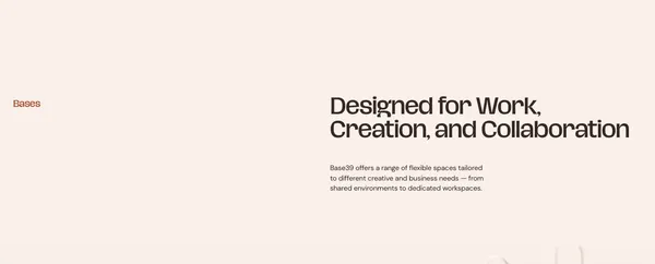 Base39 - Creative Spaces, Studios & Innovation Hub - Landing design inspiration