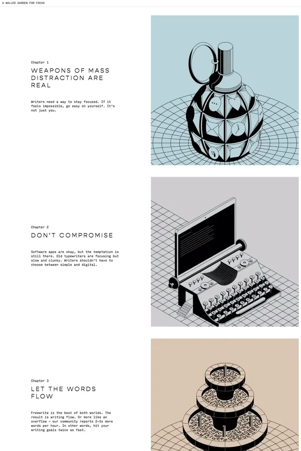 Freewrite: Distraction-Free Writing Tools - Landing design inspiration