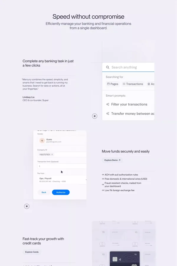 Mercury | Online Business Banking For Startups - Landing design inspiration