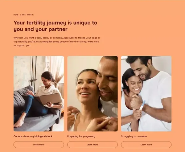 Arva | Fertility on your timeline - Landing design inspiration