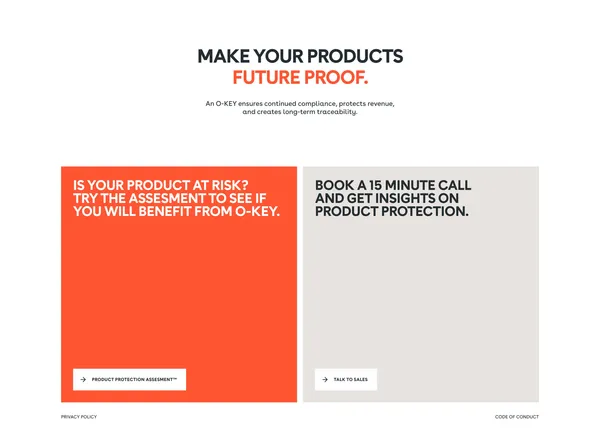 O-KEY | Unclonable Product Authentication, Traceability & Anti-Counterfeit Tech - Landing design inspiration