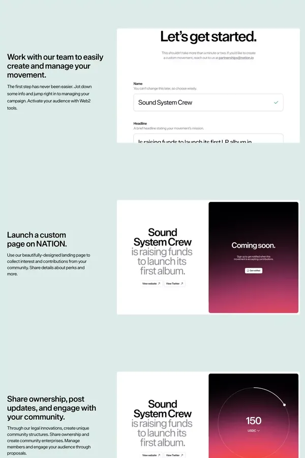 Start a movement with NATION - Landing design inspiration