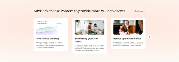 Pontera | Infrastructure for modern, connected retirement planning - Landing design inspiration