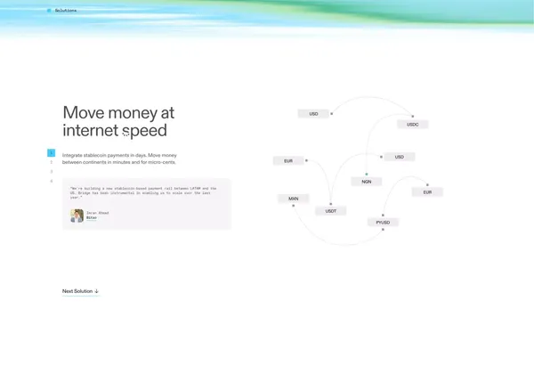 Bridge | Stablecoin API for developers - Landing design inspiration