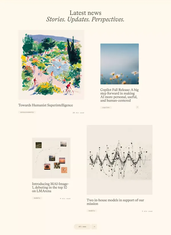 Microsoft AI - Landing design inspiration