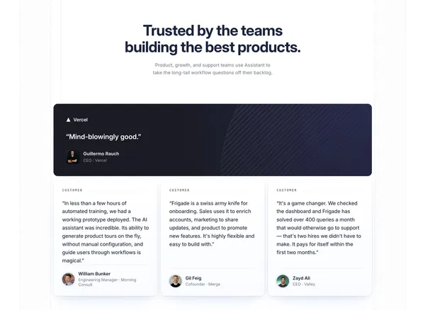 Frigade AI - The future of product adoption - Landing design inspiration