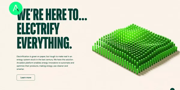 Arcadia | We’re here to help energy clean up its act. - Landing design inspiration