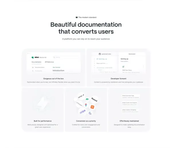Mintlify - The modern standard for documentation - Landing design inspiration