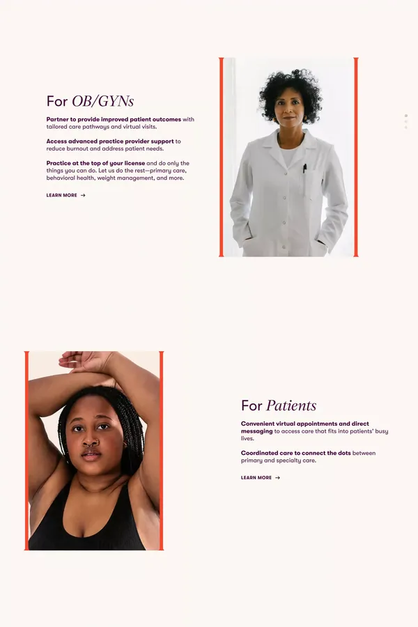 Iron Health | A virtual extension of the OBGYN - Landing design inspiration