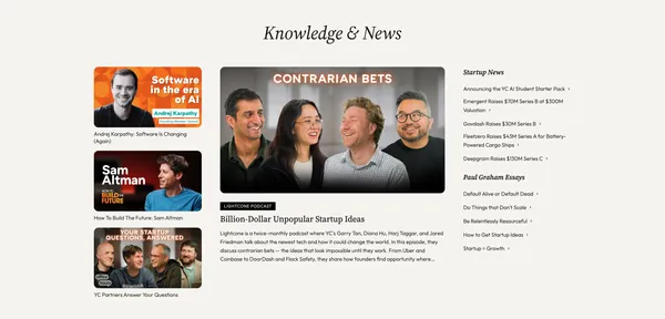Y Combinator - Landing design inspiration