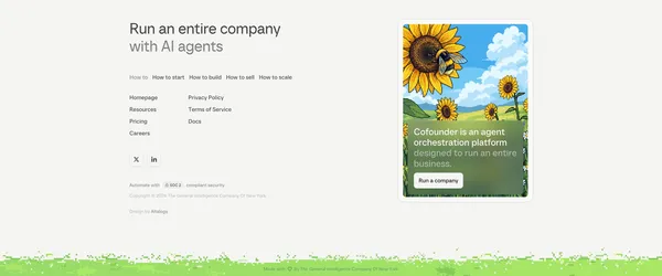 Cofounder lets you run an entire company with AI - Landing design inspiration