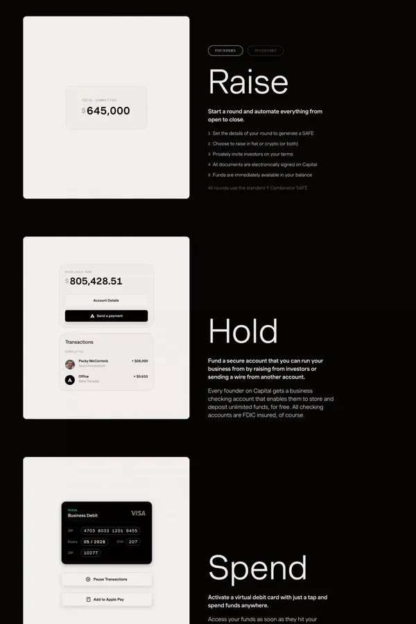 Capital — Banking built for founders - Landing design inspiration