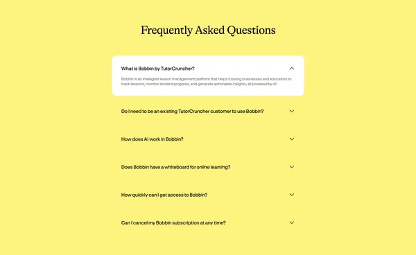 Bobbin - AI lesson planning for tutors | TutorCruncher - Landing design inspiration