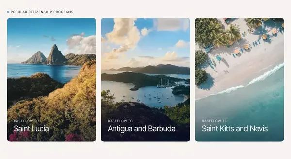 Baseflow. The fastest Citizenship by Investment. - Landing design inspiration