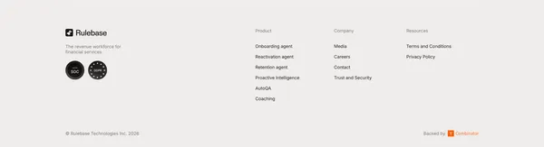 Rulebase — Revenue workforce for financial services - Landing design inspiration