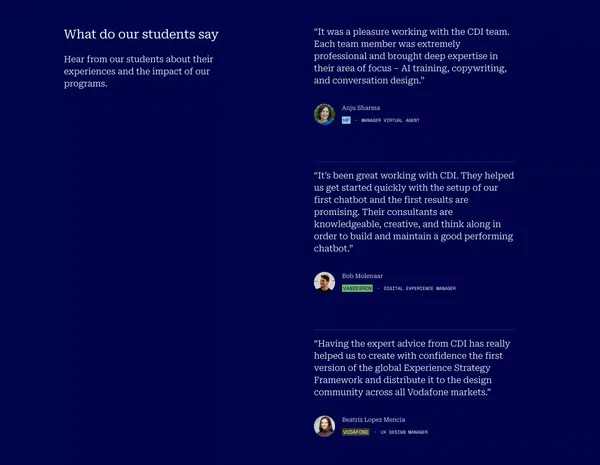 Conversation Design Institute | CDI Academy - Landing design inspiration