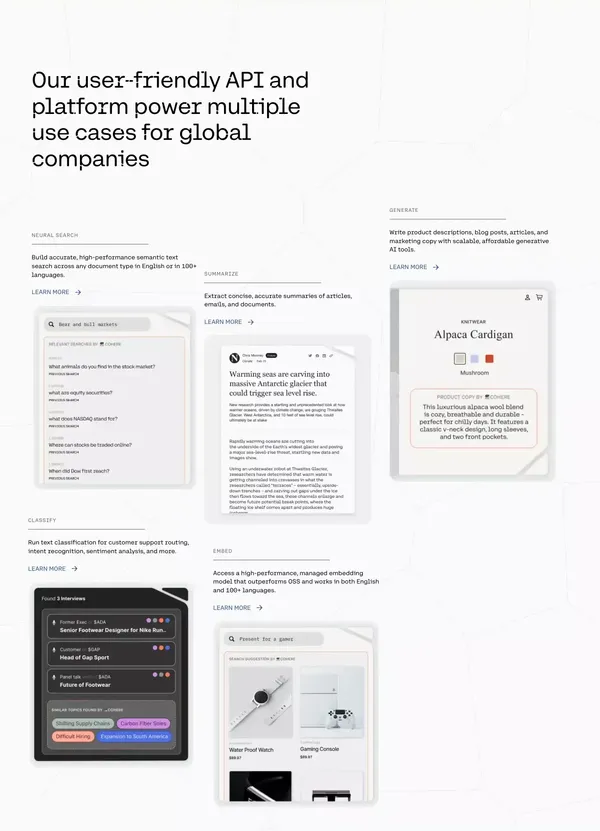 Cohere |  Building the Future of AI - Landing design inspiration