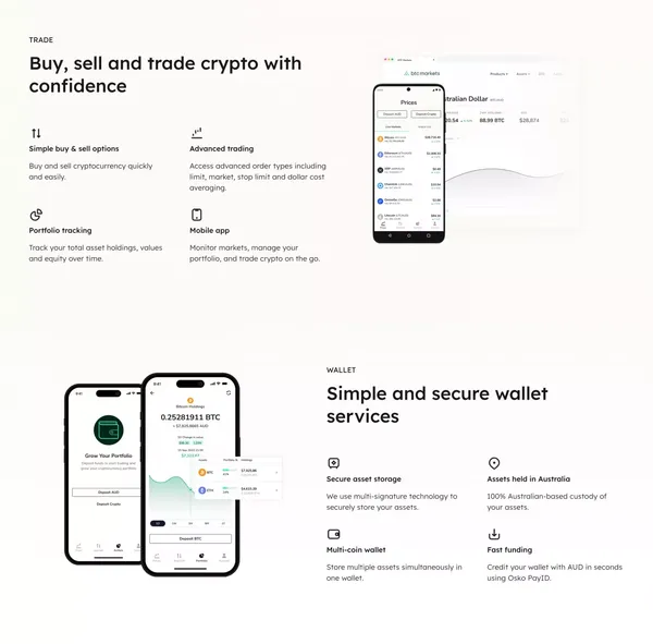 BTC Markets - Landing design inspiration
