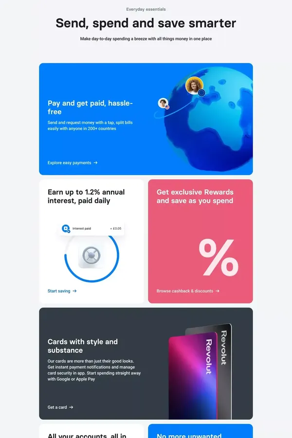 Revolut – One app, all things money - Landing design inspiration