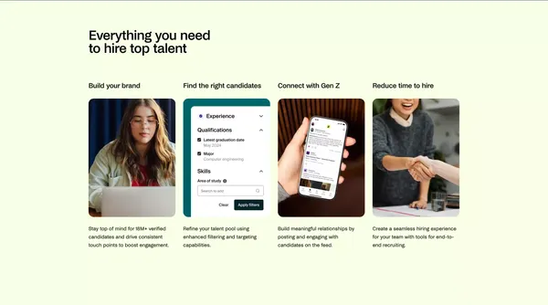 Employers | Handshake - Landing design inspiration