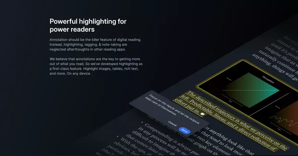 Readwise Reader | The first read-it-later app built for power readers. - Landing design inspiration