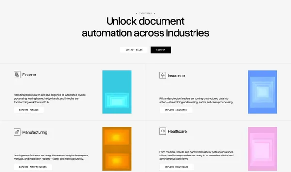 LlamaIndex - Agents for Document OCR + AI Workflows - Landing design inspiration