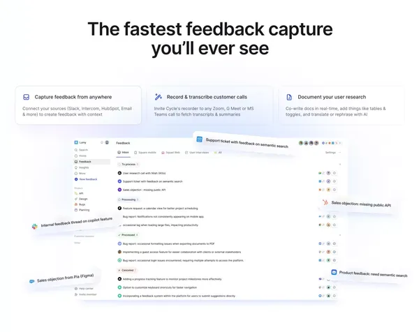 Cycle | Your feedback hub, on autopilot - Landing design inspiration