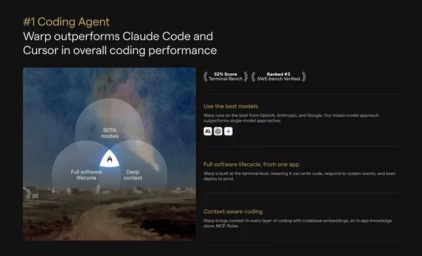 Warp: The Agentic Development Environment - Landing design inspiration