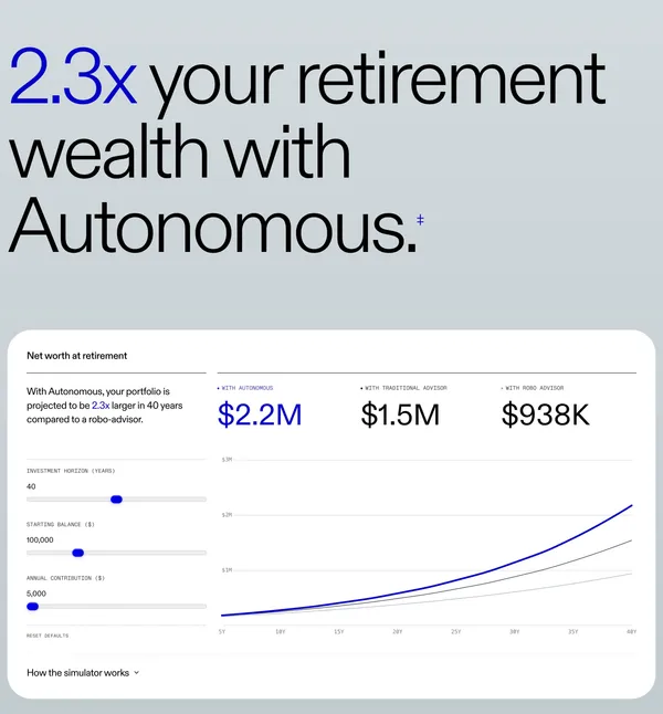 Autonomous — Fire your financial advisor. Become autonomous. - Landing design inspiration
