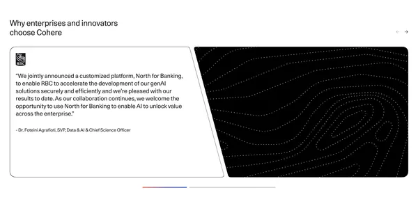 North: The AI Platform Where Work Flows | Cohere - Landing design inspiration